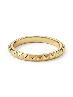 Real 14k Yellow Gold Pyramid Ring Stacker Fine Jewelry Celebrity Stylist Curated